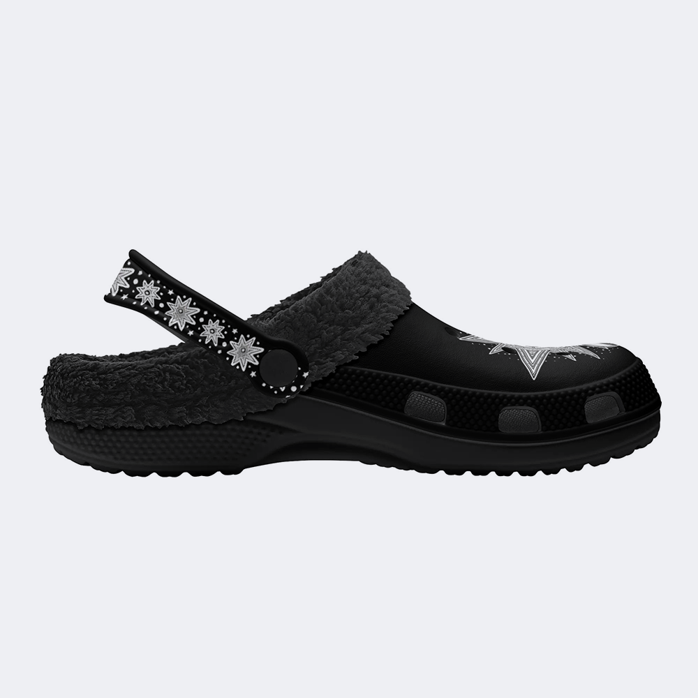 Pentagram Triple Moon - Fur Lined Slippers/Sandals