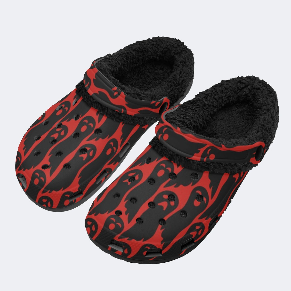Red Gothic Ghost - Fur Lined Slippers/Sandals