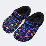 Neon Color Mushroom Print - Fur Lined Slippers/Sandals