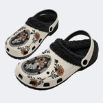 Gothic Skeleton Hand Rose Floral - Fur Lined Slippers/Sandals