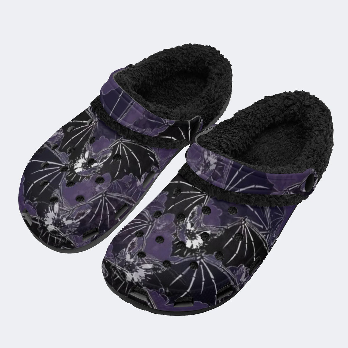 Purple Bat Floral - Fur Lined Slippers/Sandals