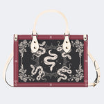 Inscribed Viper Print - Leather Handbag