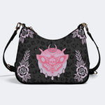 Classic Death Moth Print - Leather Crossbody Bag