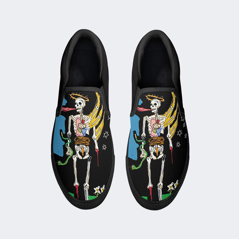 Graffiti Skull Art Print - Slip On Shoes