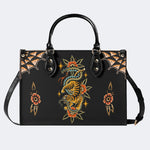 Vintage Snake And Tiger Print - Leather Handbag
