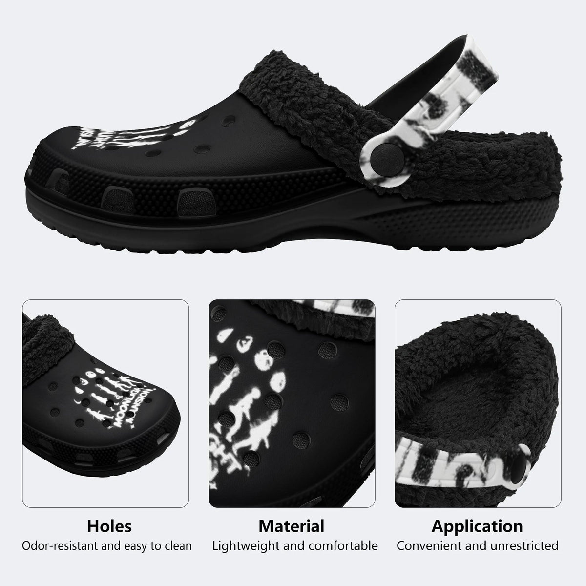 Gothic Ghost Silhouette - Fur Lined Slippers/Sandals