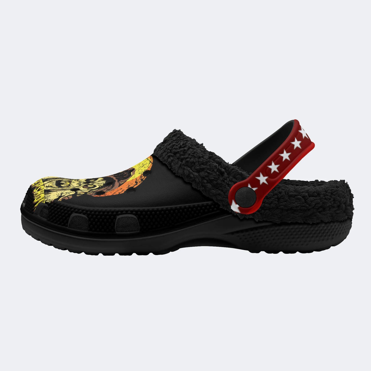 Horror Movie Graphic Print - Fur Lined Slippers/Sandals