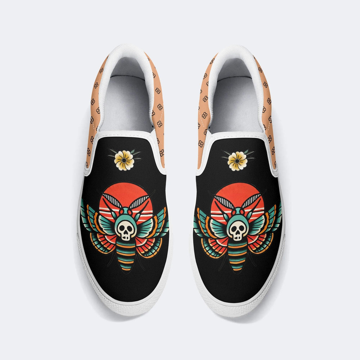 Vintage Rose Death Moth - Slip On Shoes