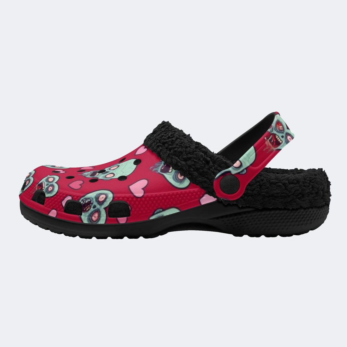 Zombie Heart Skull - Fur Lined Slippers/Sandals