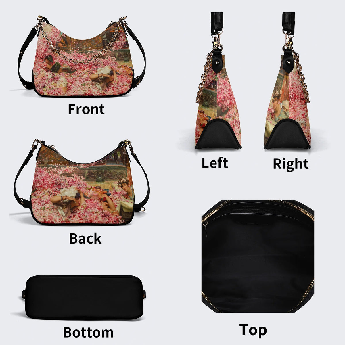 Roses of Heliogabal Print - Leather Crossbody Bag