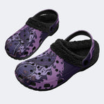Gothic Raven Tombstone Purple Flame - Fur Lined Slippers/Sandals