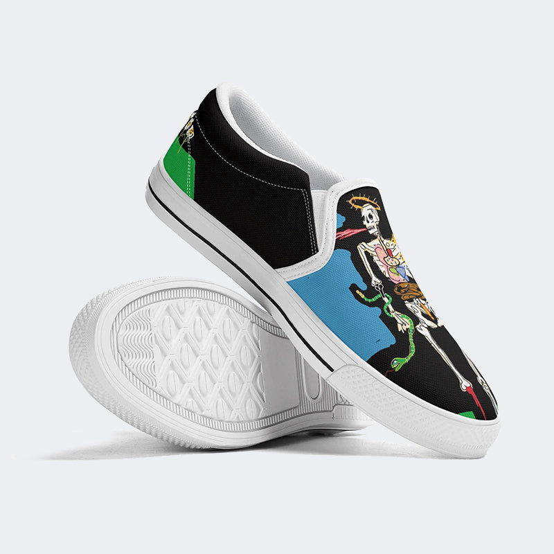 Graffiti Skull Art Print - Slip On Shoes