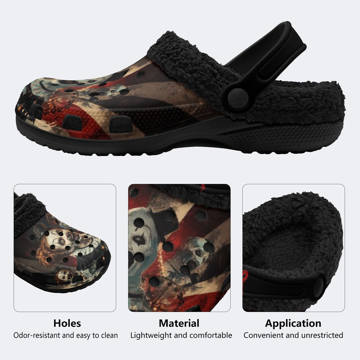 Terrifier Circus Art - Fur Lined Slippers/Sandals