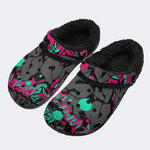 Pink Teal Street Graffiti - Fur Lined Slippers/Sandals