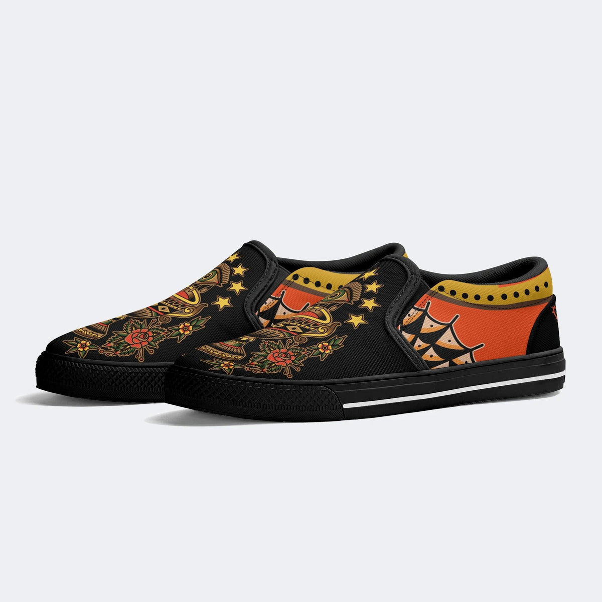Old School Devil's Eye Print - Slip On Shoes