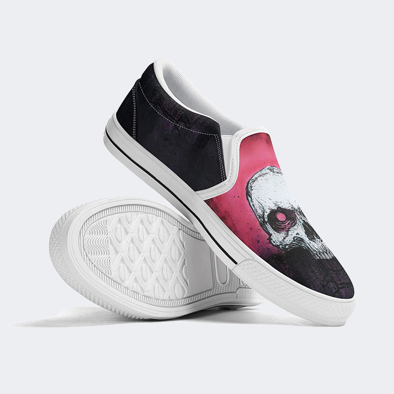 Unisex Skull Graphic Print - Slip On Shoes