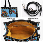 Vintage Torch And Dragon Print - Leather Handbag