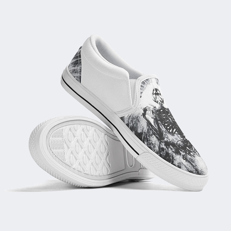 Unisex Skull Print - Slip On Shoes