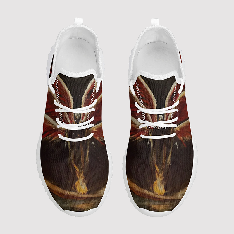 Skeleton Demon Print Mesh Knit Sneakers