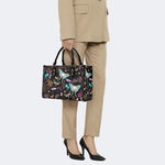 Fluorescent Moth And Botanical Print - Leather Handbag