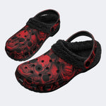 Gothic Red Skull Pack - Fur Lined Slippers/Sandals