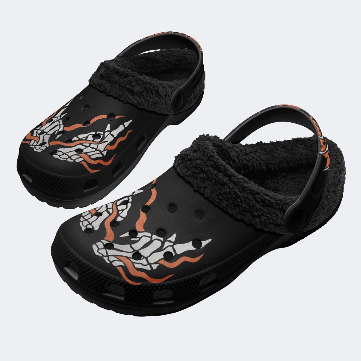 Flame Skeleton Hands - Fur Lined Slippers/Sandals
