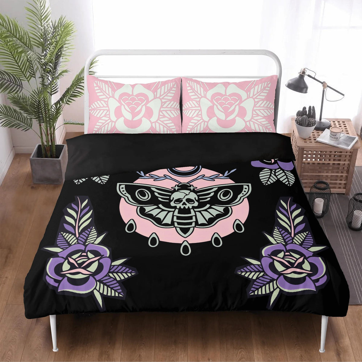 Death Moth Vintage Print - Three Piece Bedding Set