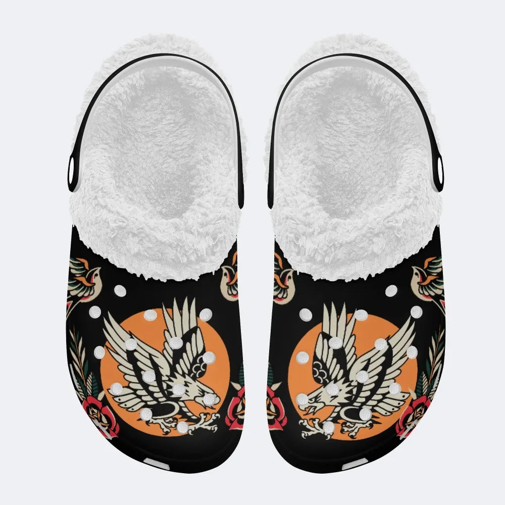 Eagle Art Print - Fur Lined Slippers/Sandals