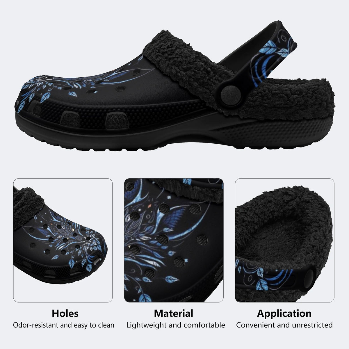 Blue Wolf Leaf - Fur Lined Slippers/Sandals