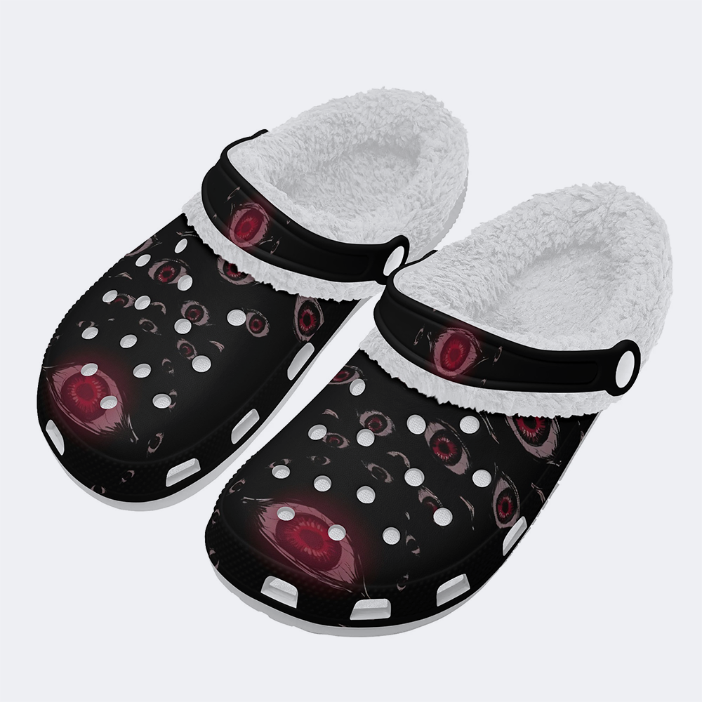 Unisex Evil Eyes Print - Fur Lined Slippers