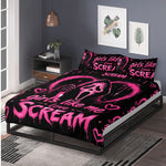 Pink Ghostface Scream Print - Three Piece Bedding Set