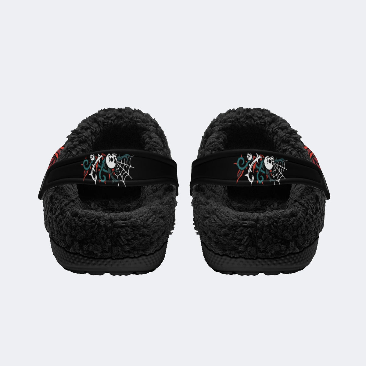 Skull Red Rose - Fur Lined Slippers/Sandals