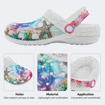 Colorful Fish And Starfish - Fur Lined Slippers/Sandals