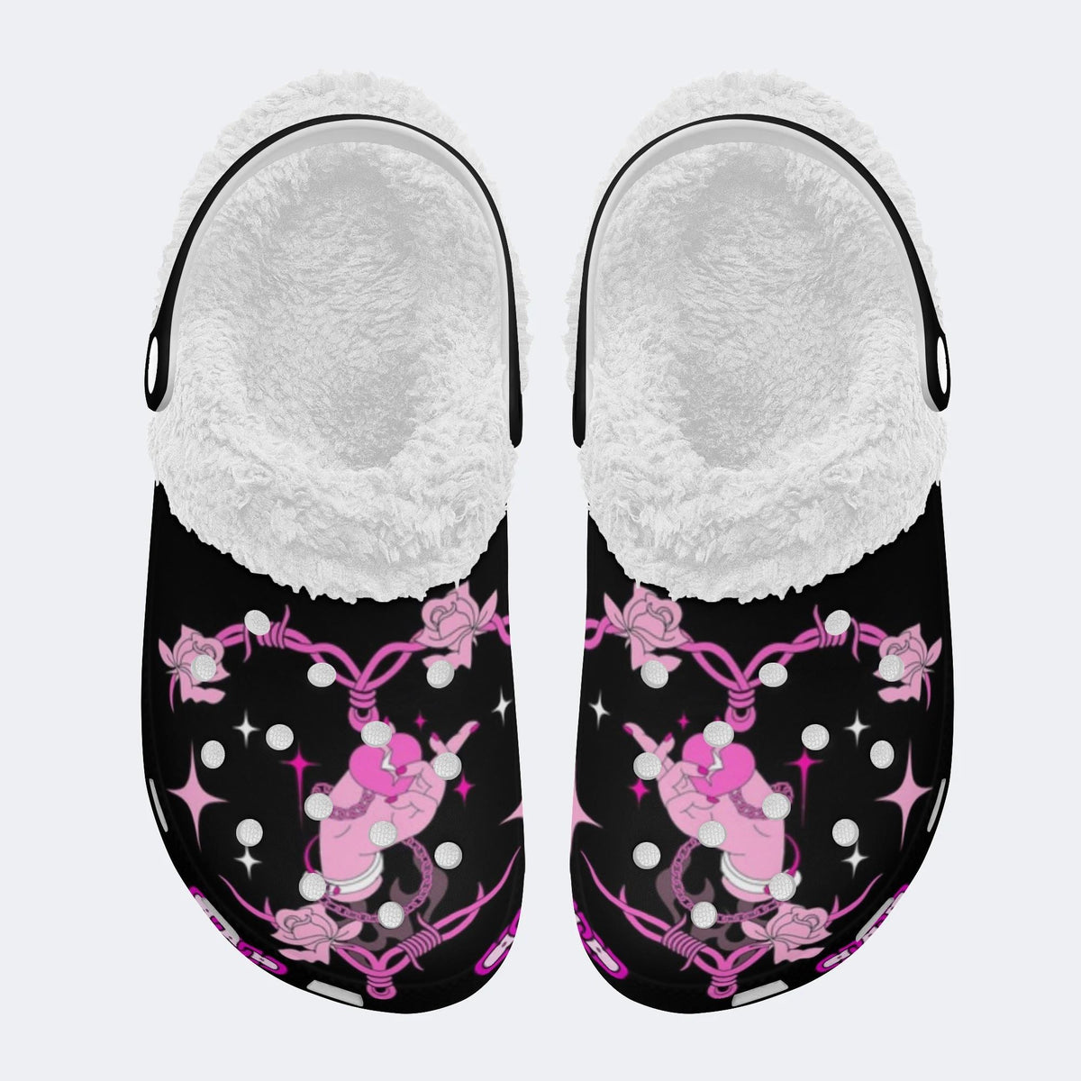 Pink Love Art Print - Fur Lined Slippers/Sandals