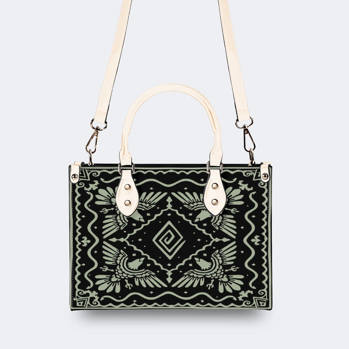 Light Green Eagle Totem - Leather Handbag