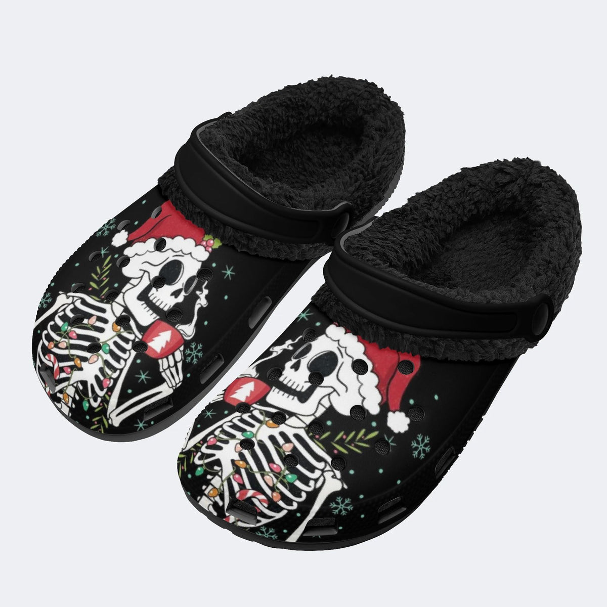 Gothmas Skeleton Lights - Fur Lined Slippers/Sandals