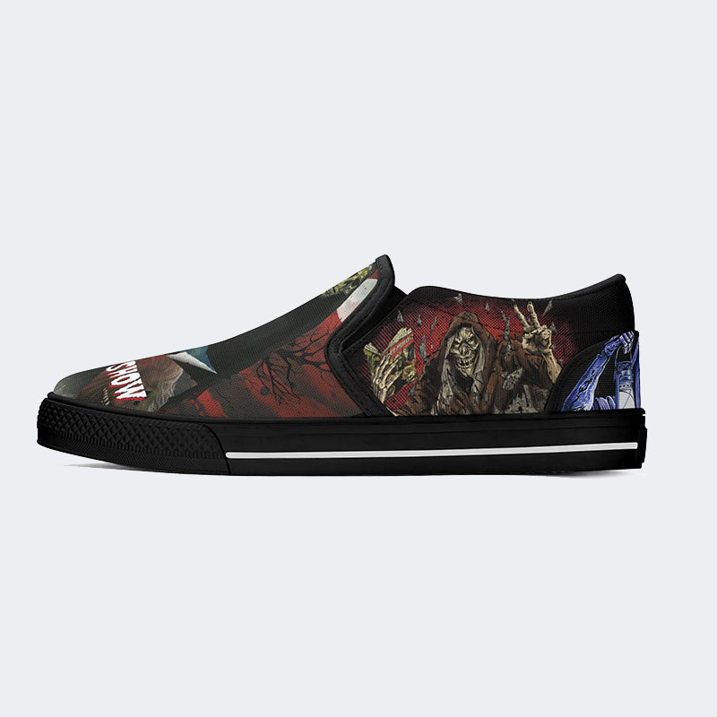 Horror Movie Vintage Graphic Print - Slip On Shoes
