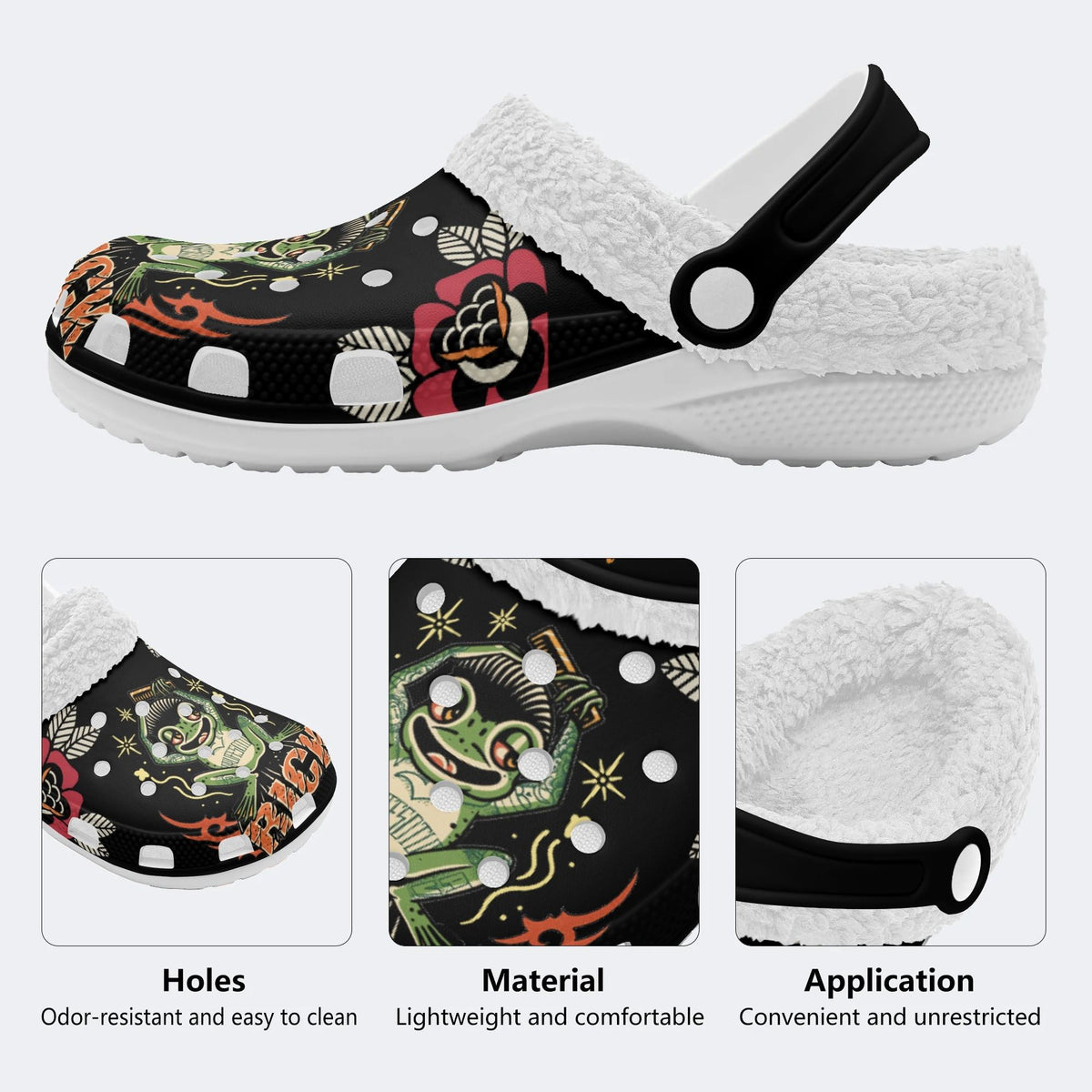 Rick Frog Print - Fur Lined Slippers/Sandals