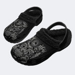 Bats&Skulls&Scorpions Print - Fur Lined Slippers/Sandals