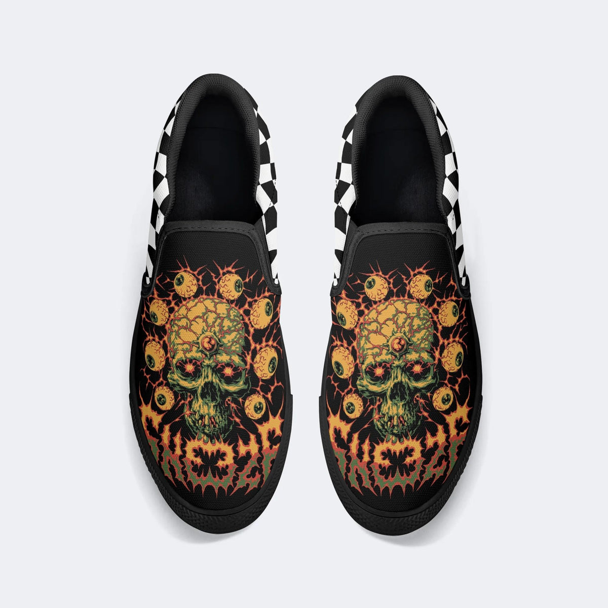 Art Skull Print - Slip On Shoes