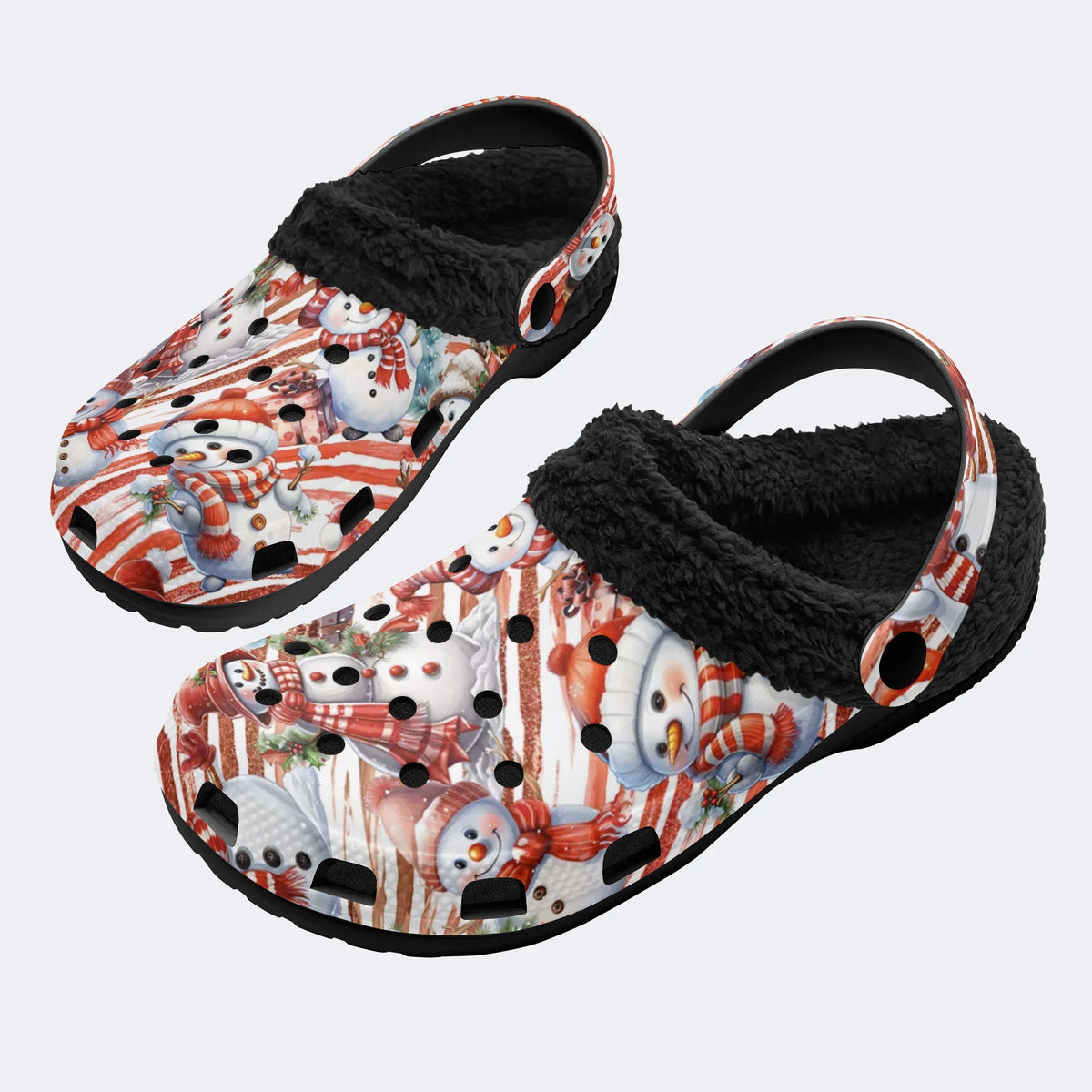 Fun Snowman Print - Fur Lined Slippers/Sandals