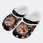 Old School Shark Tattoo Print - Fur Lined Slippers/Sandals