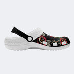 Cobra&Flowers Print - Fur Lined Slippers/Sandals