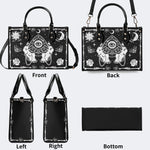 Poker Eyes And Moth Print - Leather Handbag