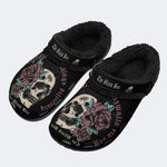 Gothic Skull Rose Bee - Fur Lined Slippers/Sandals