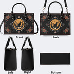 Vintage Cat And Moon Print - Leather Handbag