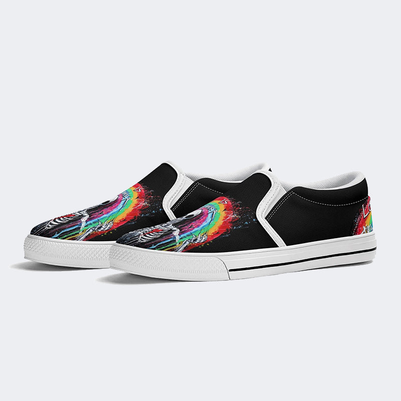 Love Is The Answer Skull Print - Slip On Shoes