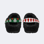 Skull Santa Print - Fur Lined Slippers/Sandals