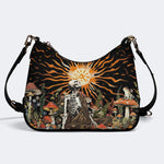 Sun Over The Mushroom Bush - Leather Crossbody Bag