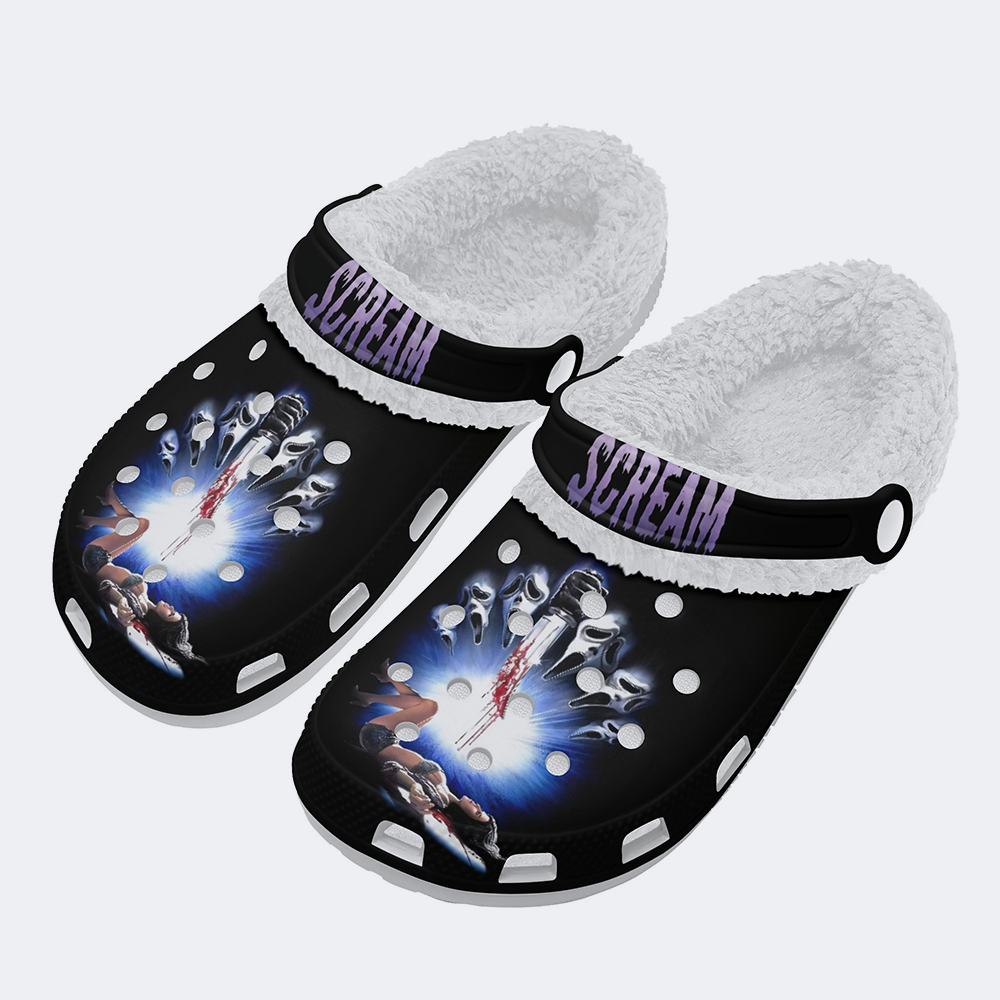 Horror Print - Fur Lined Slippers/Sandals